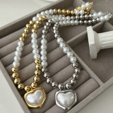 Chunky ball necklace with heart charm