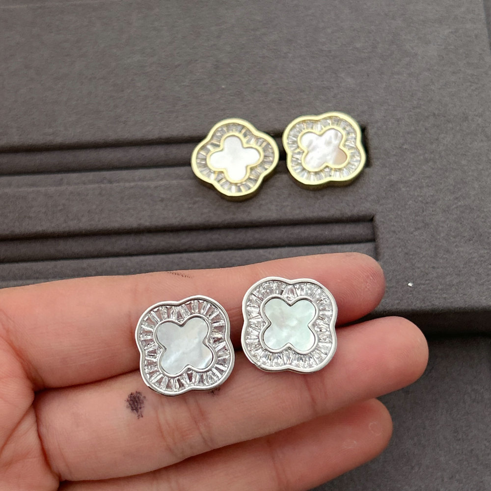 Pave clover earrings
