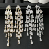 Pave zircon tassel earrings