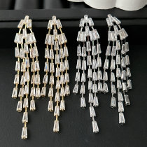 Pave zircon tassel earrings