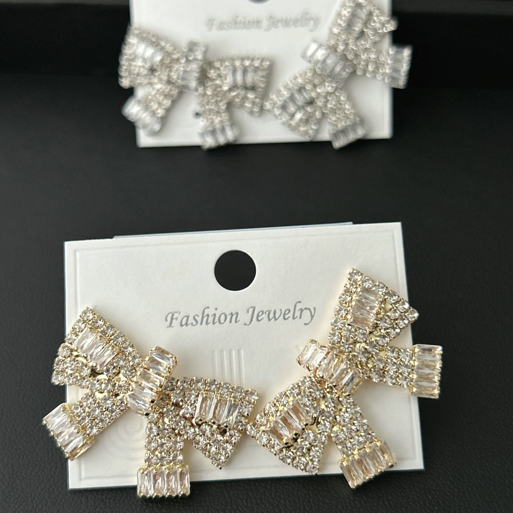 Pave bow earrings