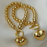 8mm ball bracelet with heart charm
