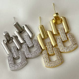 Pave zircon chain earrings