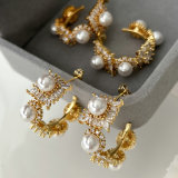 Pave zircon pearl hoop