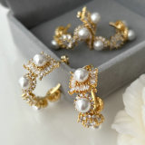 Pave zircon pearl hoop