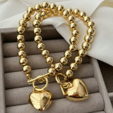 8mm ball bracelet with heart charm
