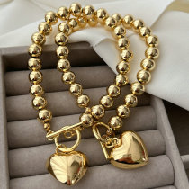 8mm ball bracelet with heart charm