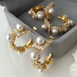 Pave zircon pearl hoop