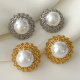 Flower round pearl earrings
