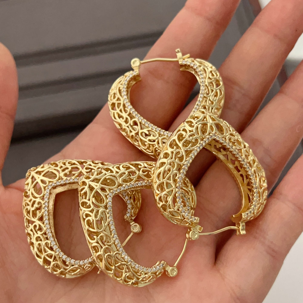 Pave heart earrings