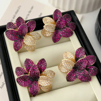 Pave zircon flower earrings