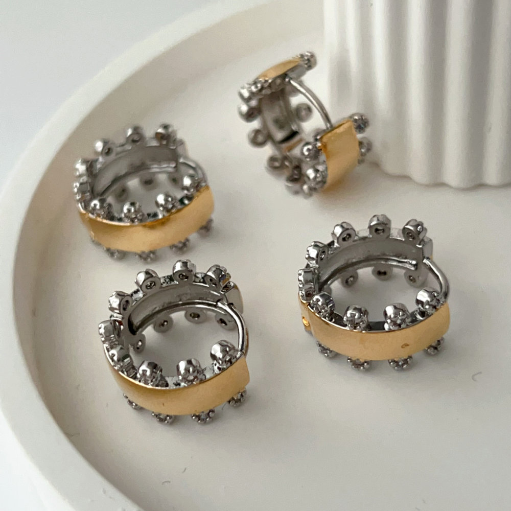 Silver and gold flower earrings