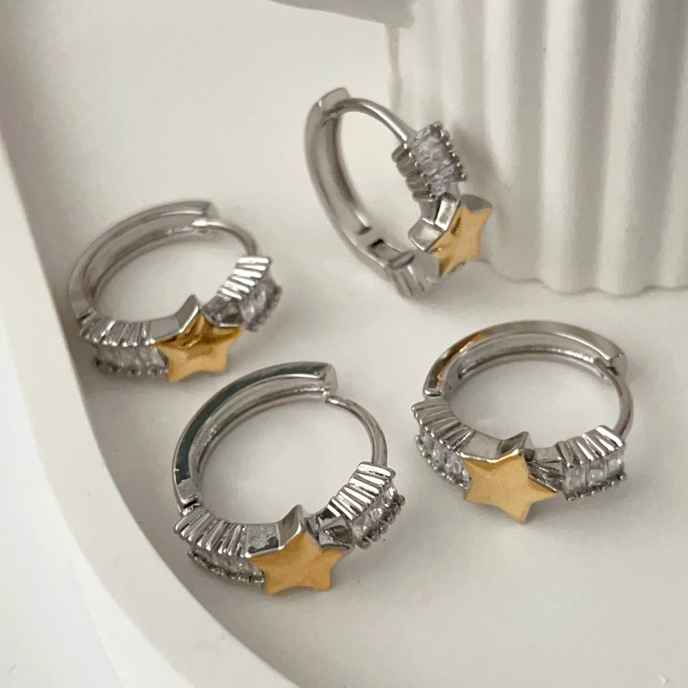 Pave zircon star hoop