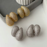 Chunky pave zircon dot earrings