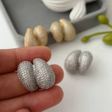 Chunky pave zircon dot earrings