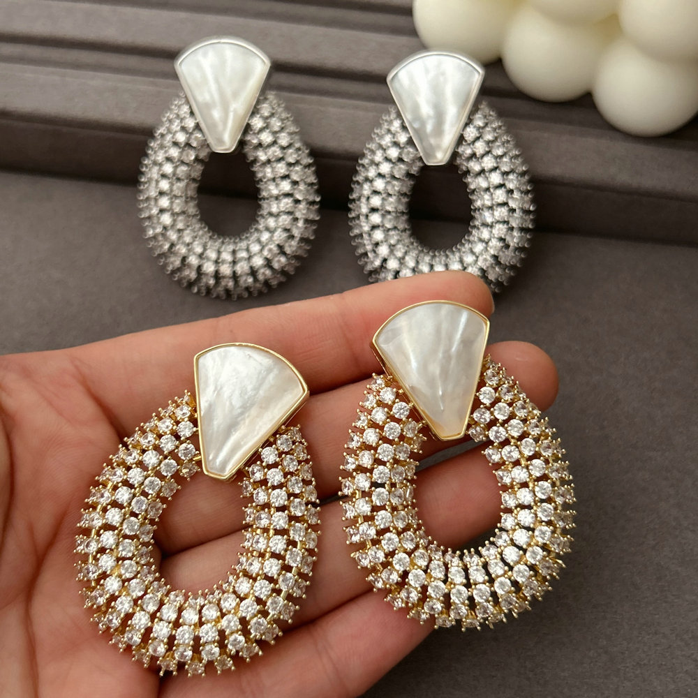 Chunky zircon water drop earrings