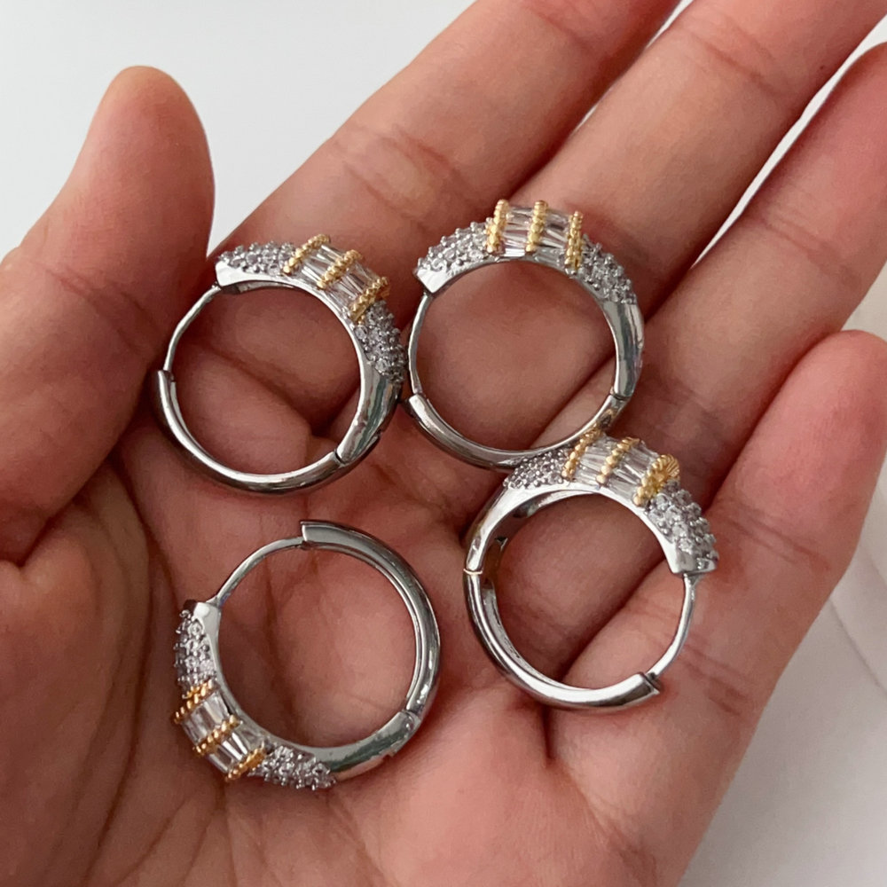 Pave zircon water drop earrings