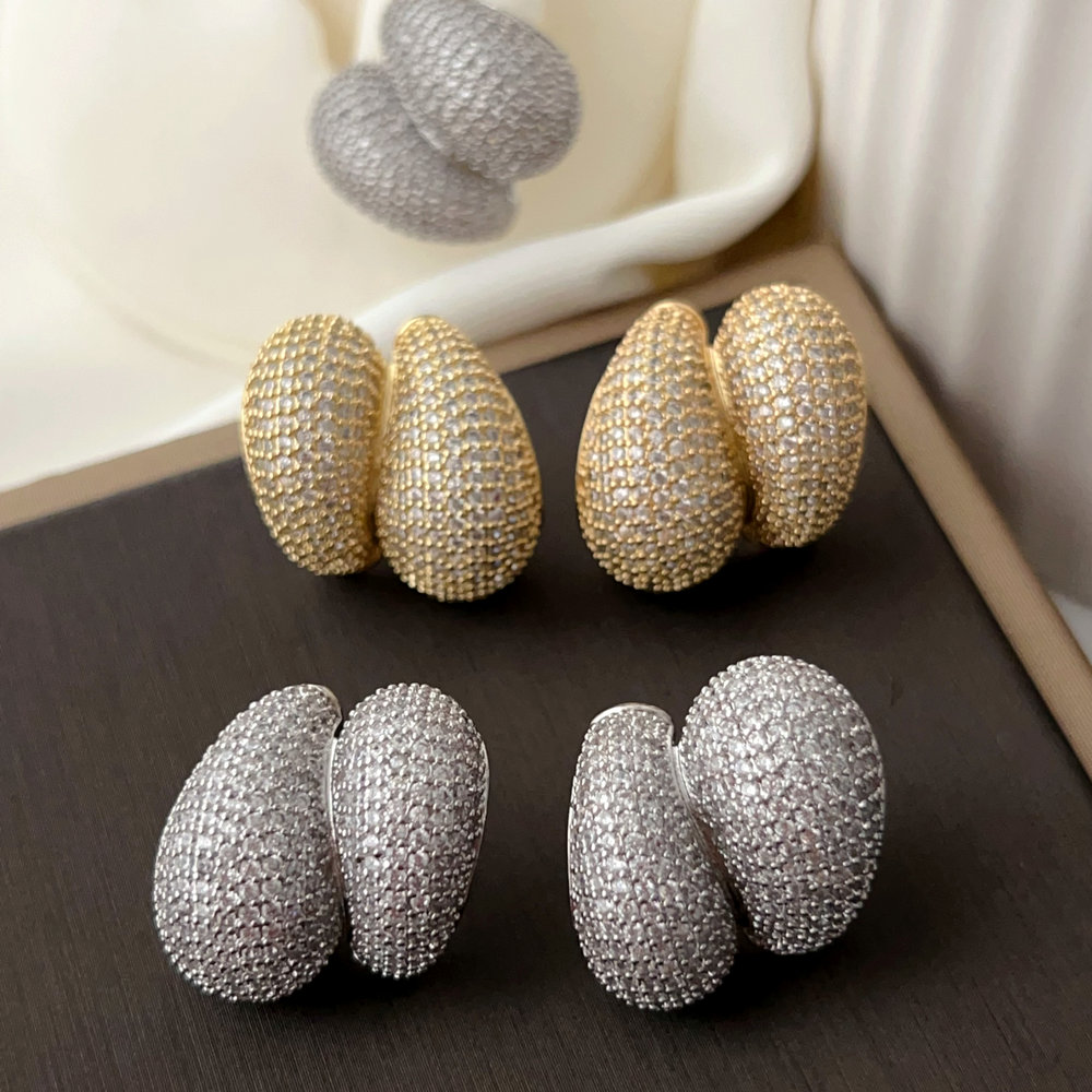 Chunky pave zircon dot earrings
