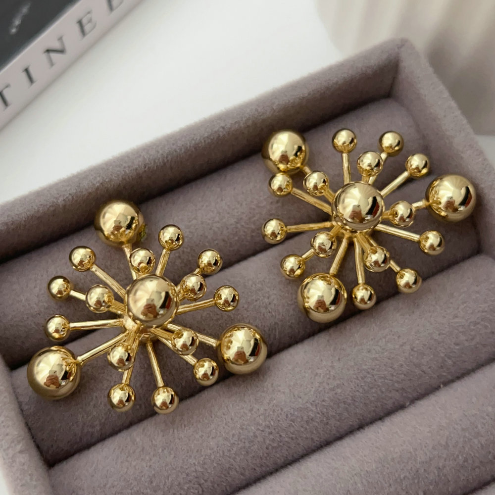 Gold ball fireflower earrings