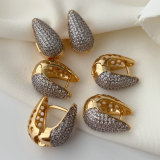 Silver and gold water drop earrings