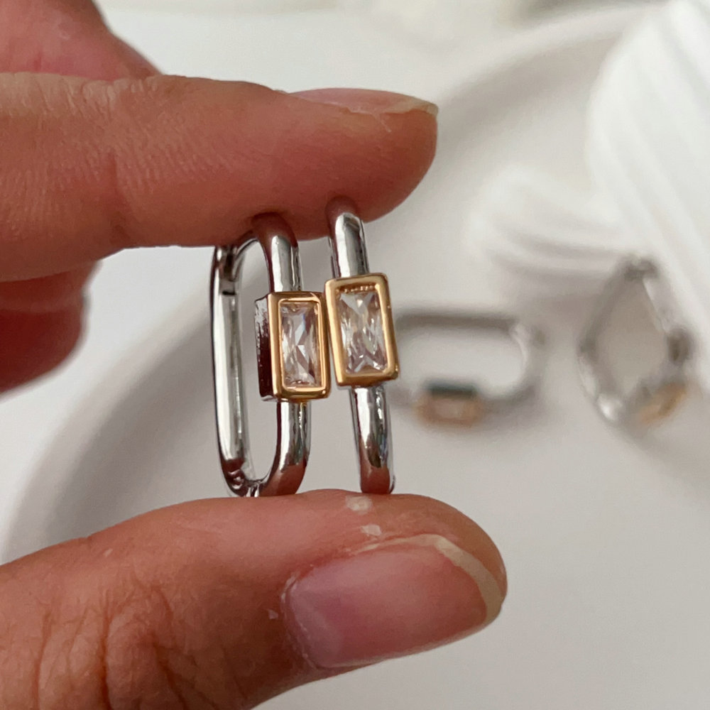 Pave pin earrings