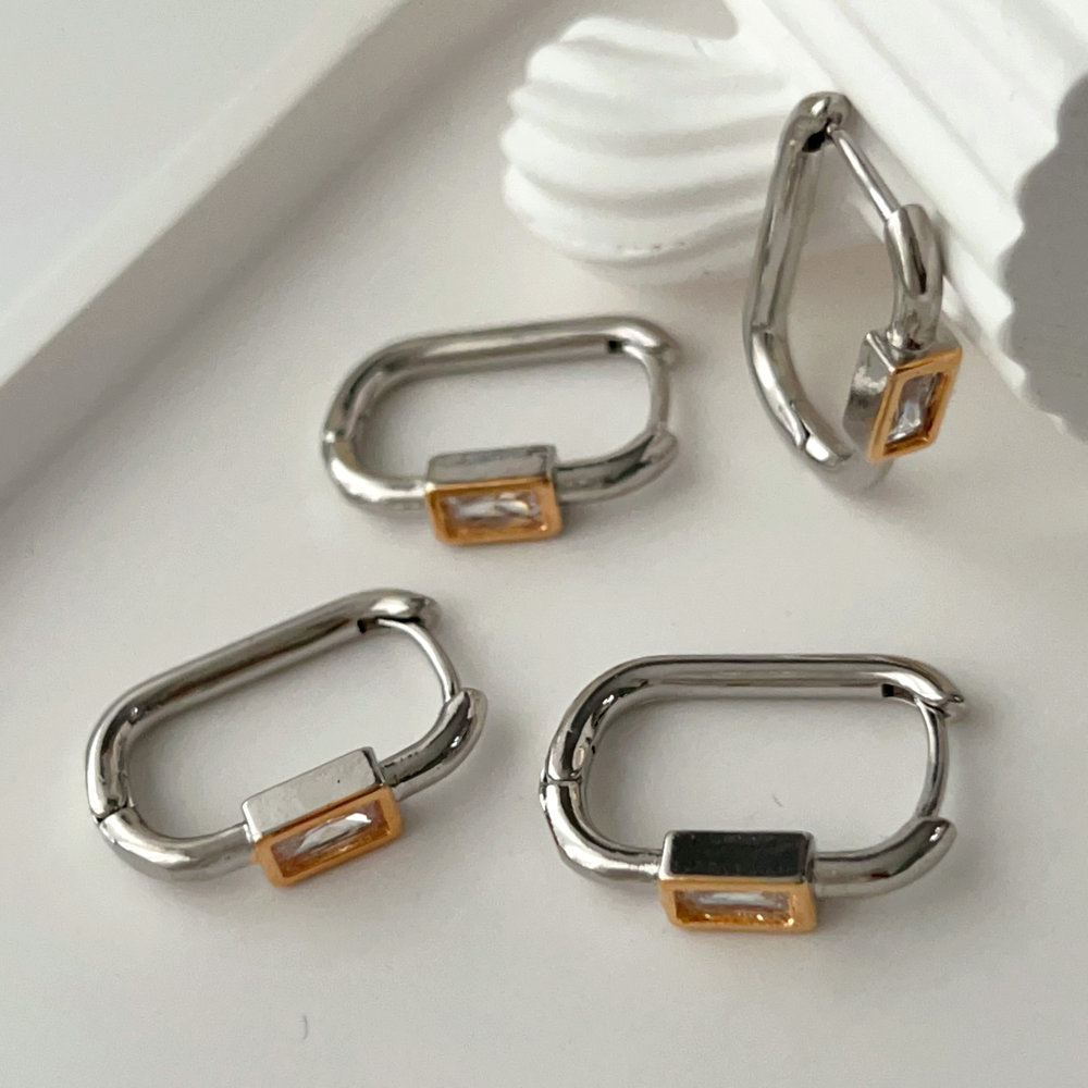 Pave pin earrings