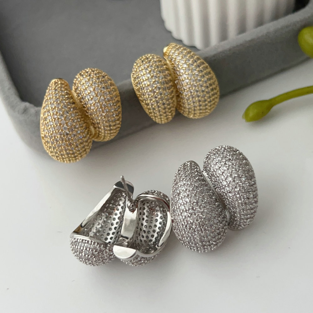 Chunky pave zircon dot earrings