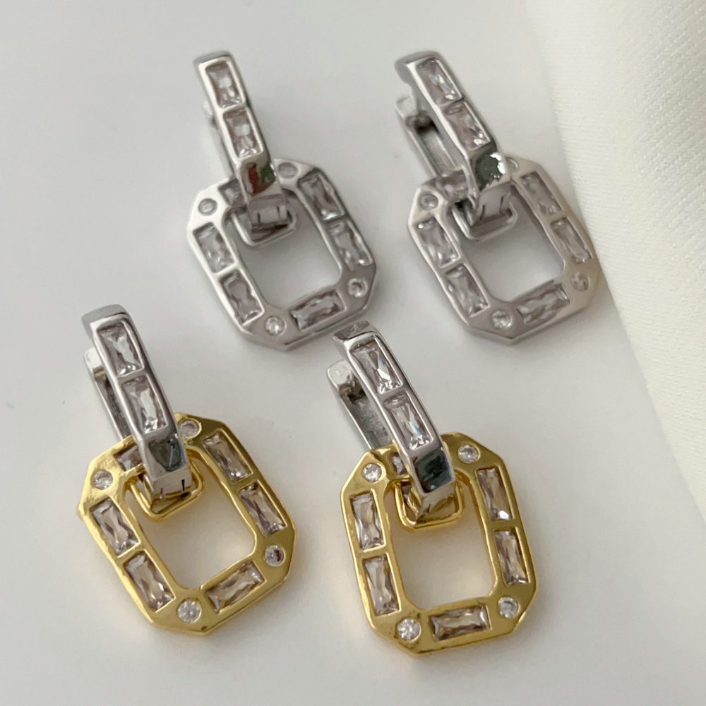 Pave square earrings
