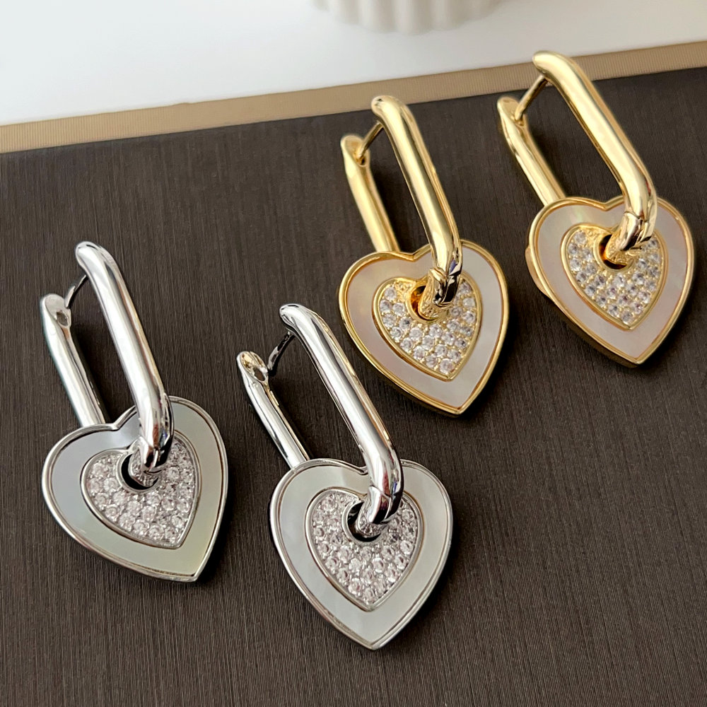 Shell heart charm earrings