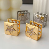 Pave square star earrings
