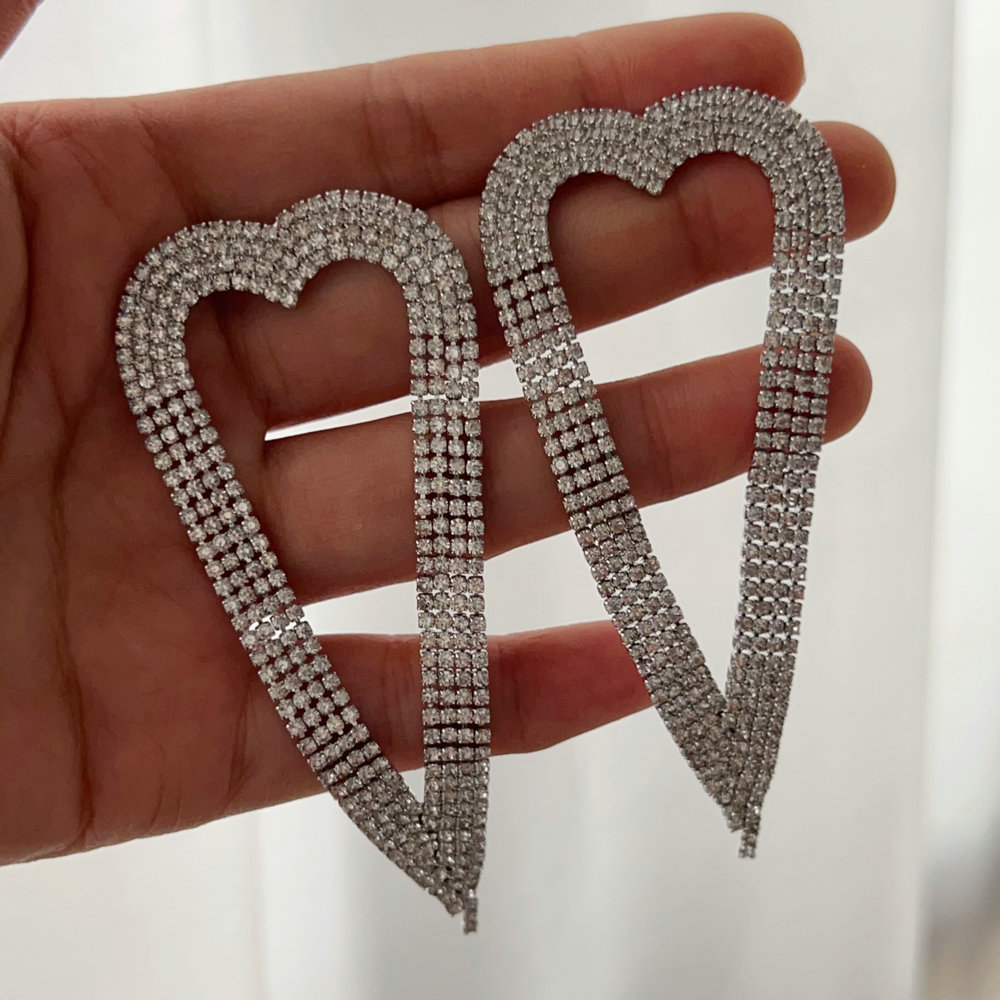 Pave chunky heart earrings