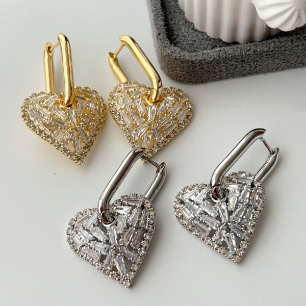 Pave heart earrings