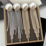 Pearl chain tassel earrings