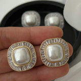 Square pearl earrings