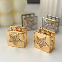 Pave square star earrings
