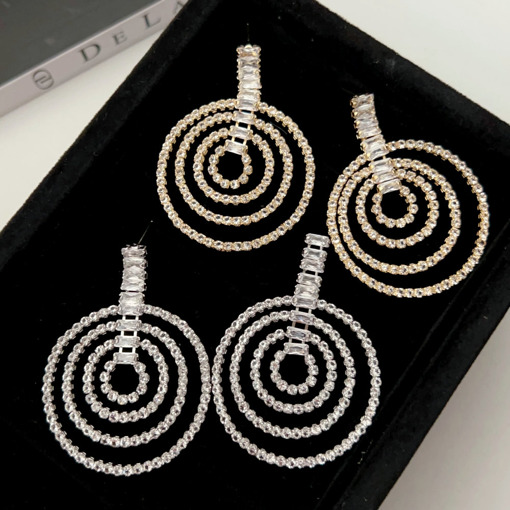 Pave circle earrings