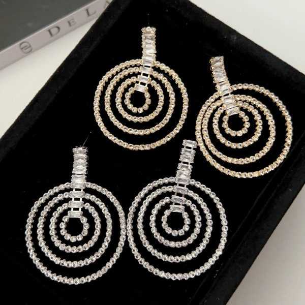 Pave circle earrings
