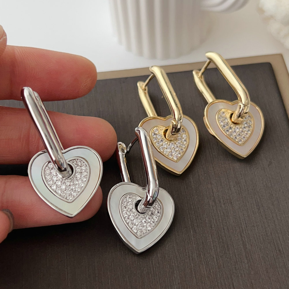 Shell heart charm earrings