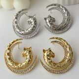Chunky pave lion earrings