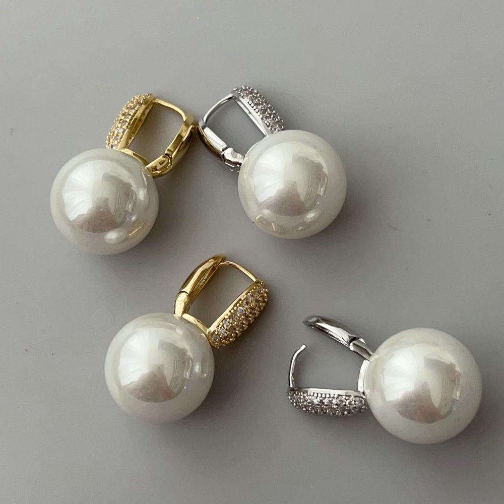 Big pearl drop earrings