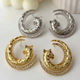 Chunky pave lion earrings