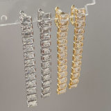 Simple zircon line earrings