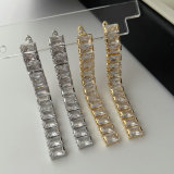 Simple zircon line earrings
