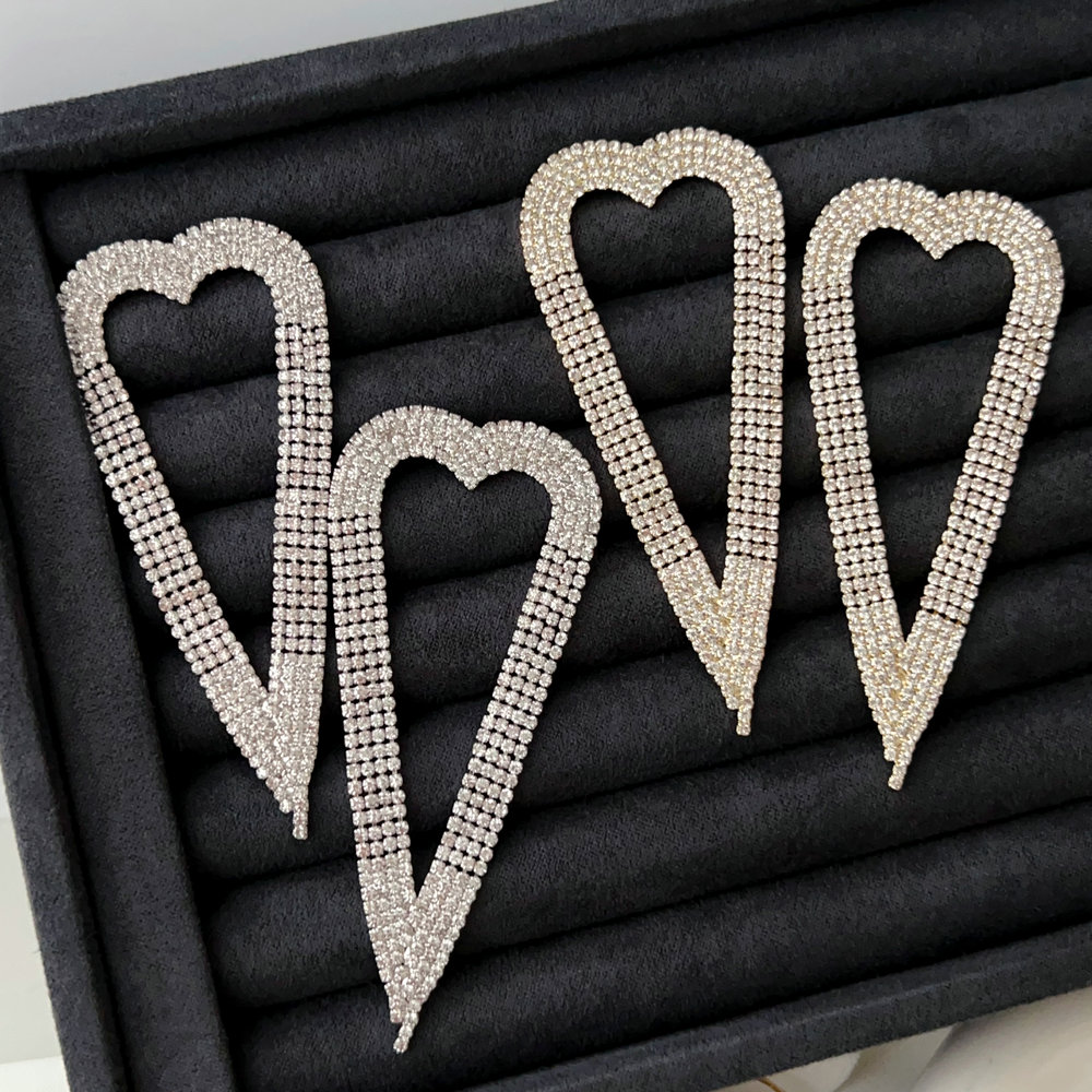 Pave chunky heart earrings