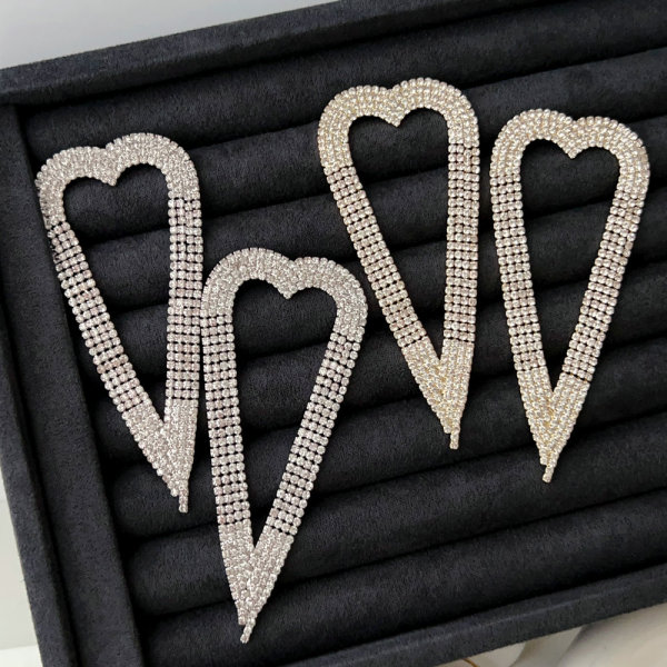 Pave chunky heart earrings