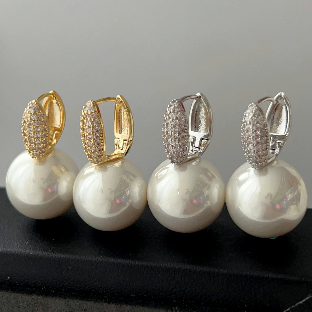 Big pearl drop earrings