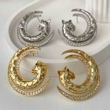 Chunky pave lion earrings