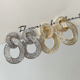 Pave zircon chain earrrings