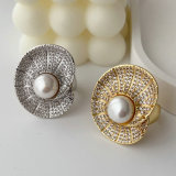 Chunky pave zircon shell shape ring