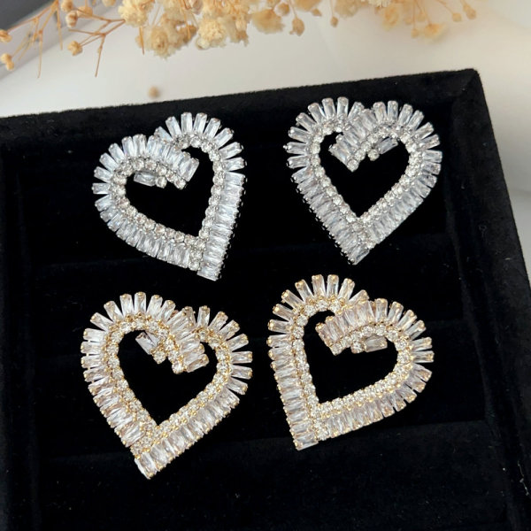 Pave heart earrings